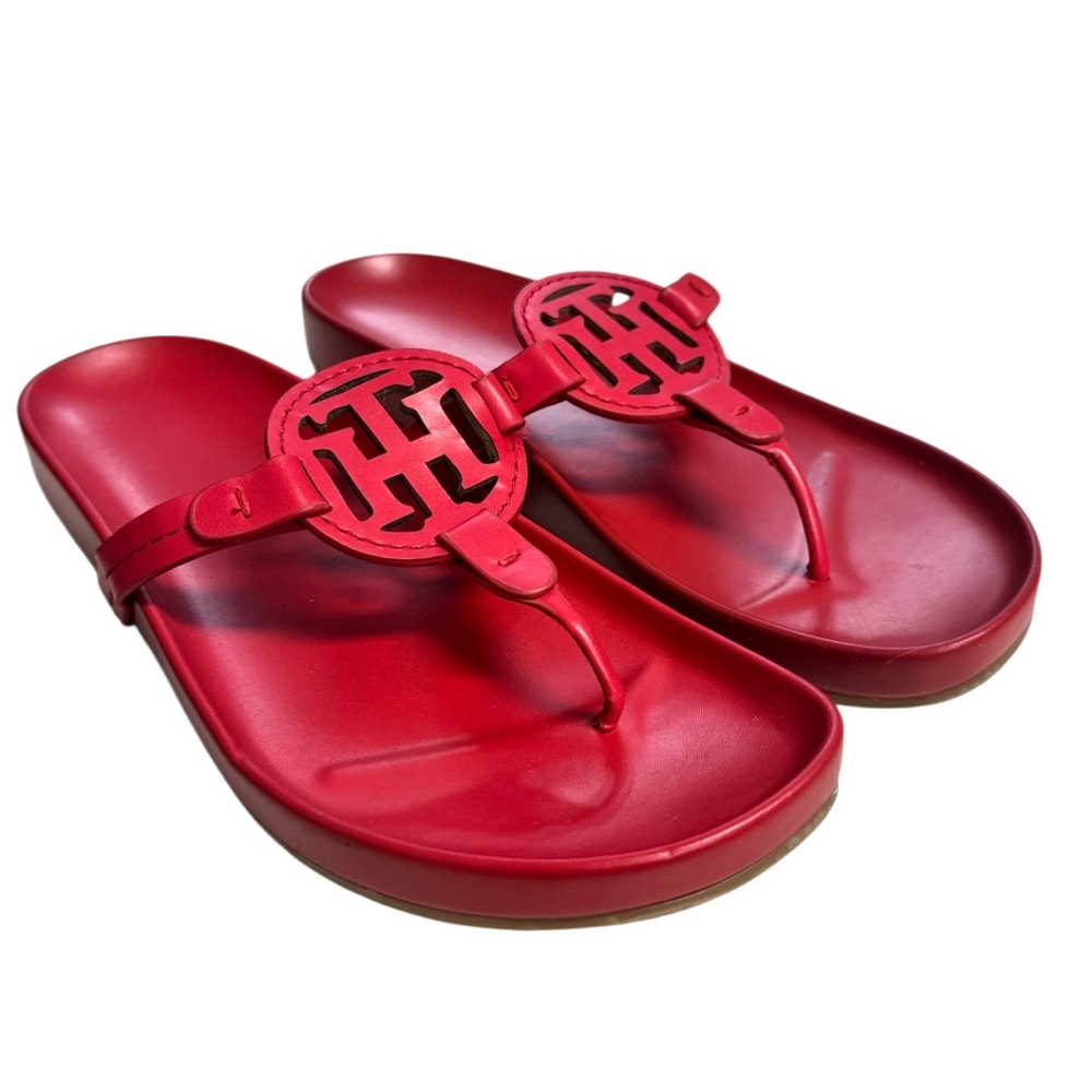Tommy Hilfiger Red Logo Thong Flip Flop Sandals